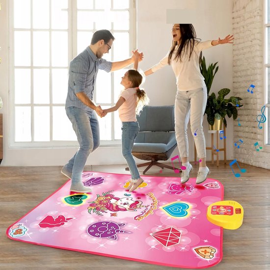 Rodzon Tapis de danse pour enfants - Cadeau pour filles et garçons - 3 4 5 6 7 8 ans - Tapis de musique - Modes de défi LED intégrés - Musique intégrée - Noël - Anniversaire - Jouet pour enfants