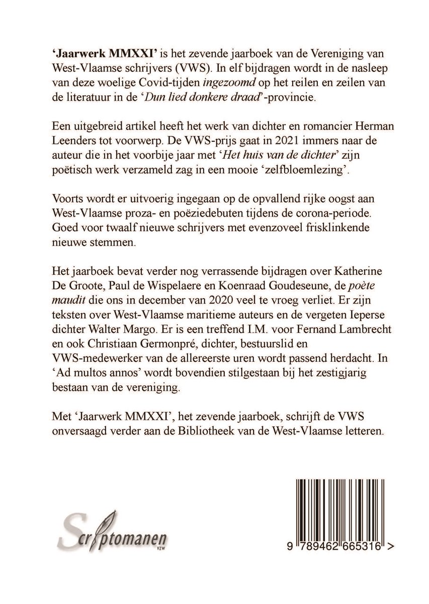 Jaarwerk MMXXI - back cover