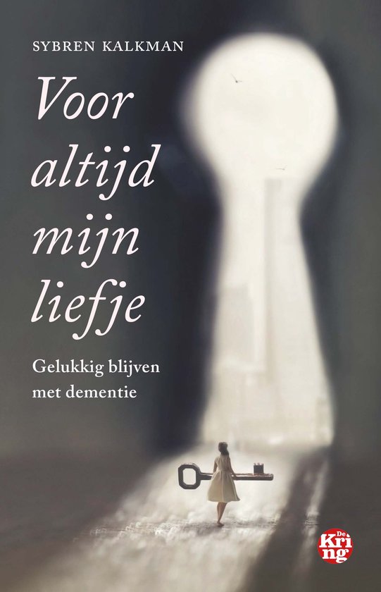 Boekcover van 'Voor altijd mijn liefje'. Een sleutelgat met een kleine vrouwelijke figuur op een sleutel.