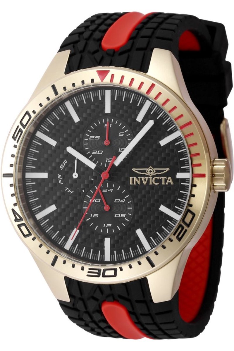 Invicta Racing 48872 Heren Horloge - Waterdicht - Analoog - Quartz Uurwerk - Roestvrij Staal met zwarte Wijzerplaat - 46mm