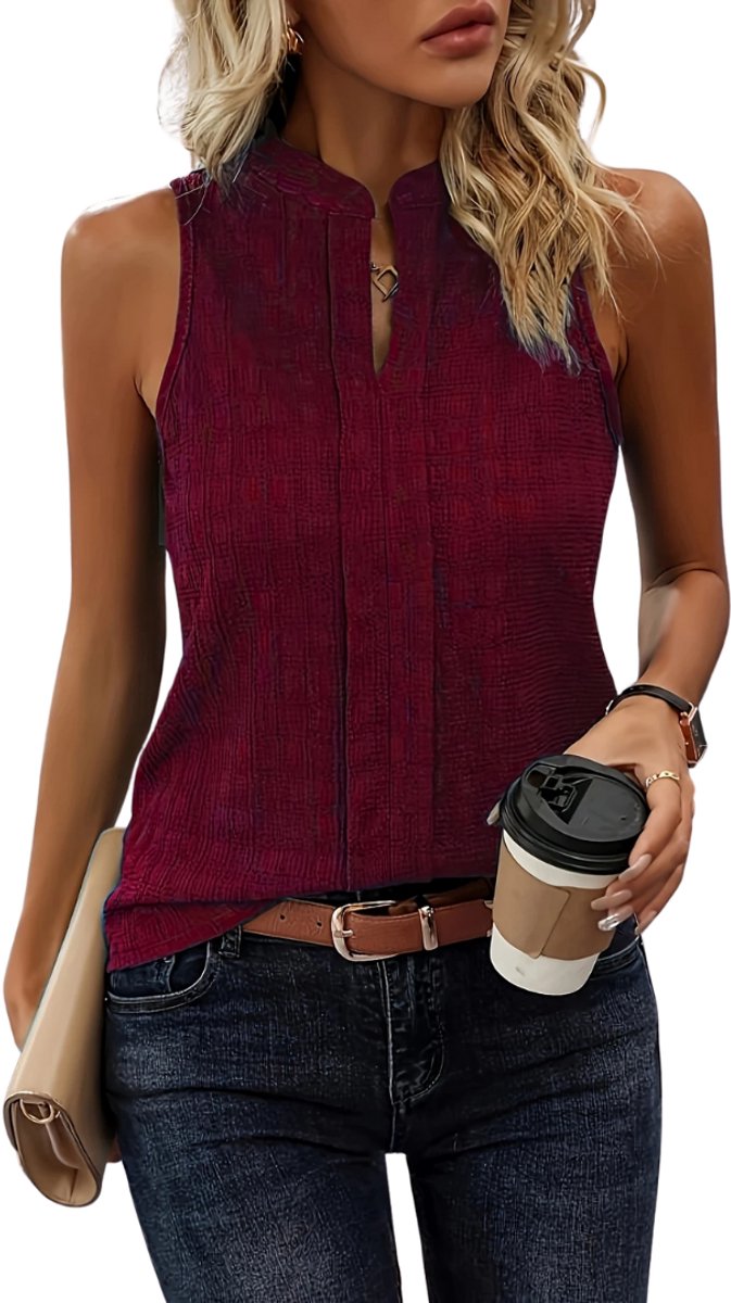 Nivard Topje Dames - Kleding - Shirt - Blouse - Kort - Volwassen - Bordeauxrood