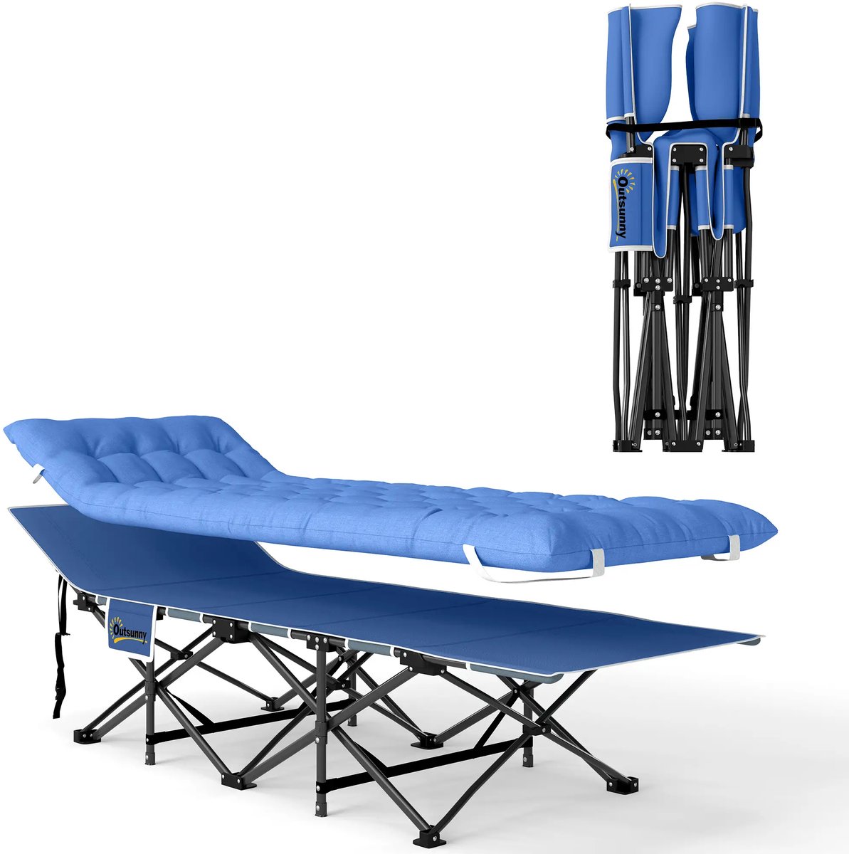 Veldbed - Kampeerbed - Vouwbed - Ligbed - Stretcher- Campingbedje - Opvouwbaar - 1 Persoons - Donkerblauw