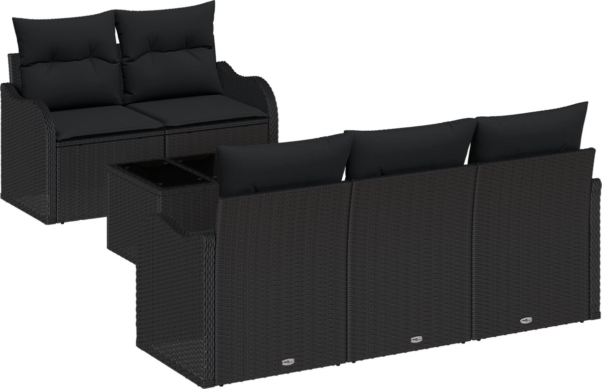 vidaXL - Tuinbank - Set - Zwart - poly - rattan
