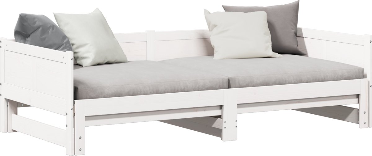 vidaXL - Uittrekbed - voor - overdag - Wit - 203,5 - x - 184 - x - 56,5 - cm
