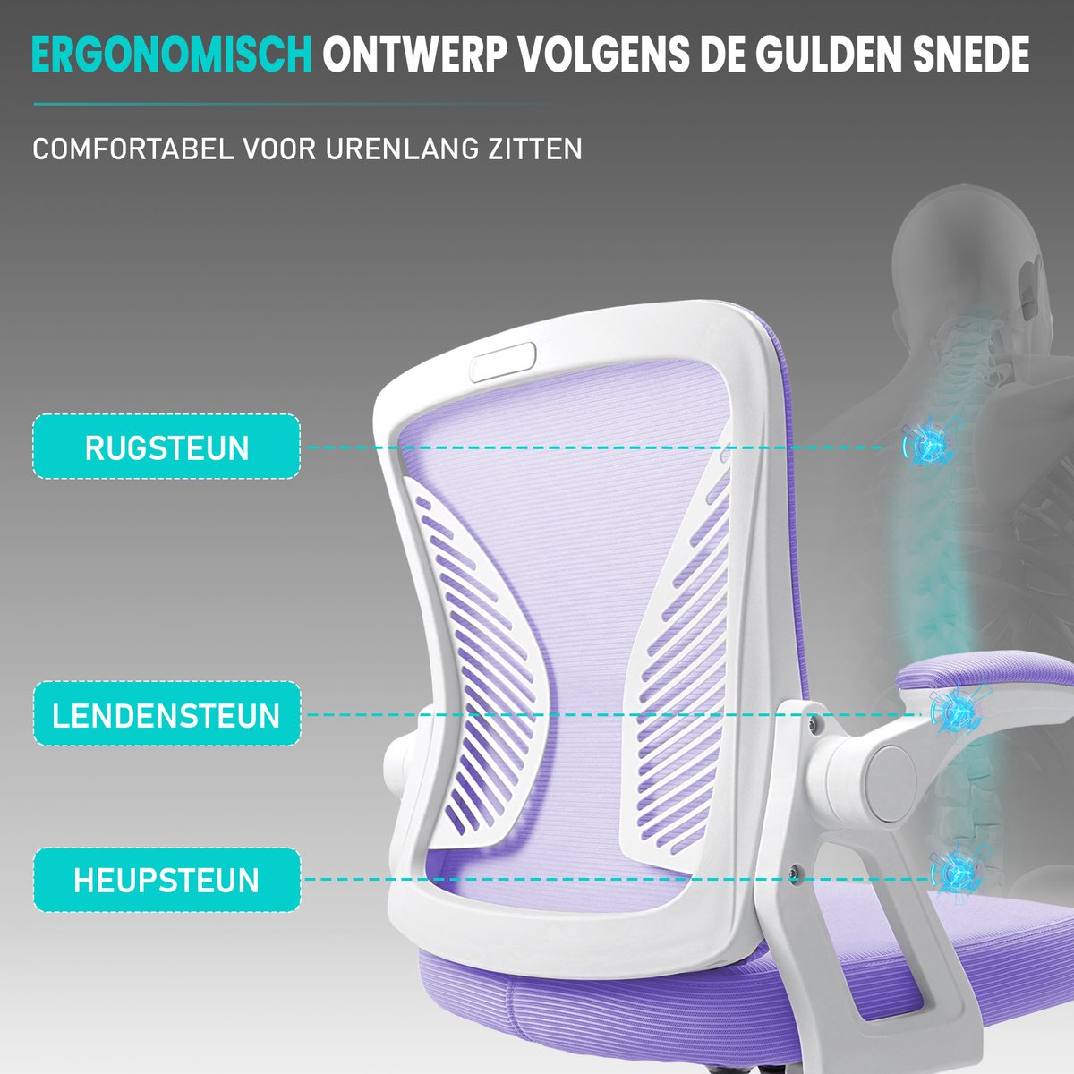 Milacyee Ergonomische Bureaustoel met (EAN: ...6648) - afbeelding 2