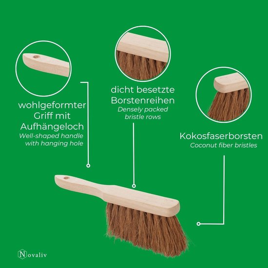 3x Balai à main COCONUT BRIS Balai de voiture Poils doux Balai en noix de coco Balai à main industriel Autogarde Brosse à main en bois Balai à main Balai à main grossier Balai de camping Balai à main de voiture Extérieur