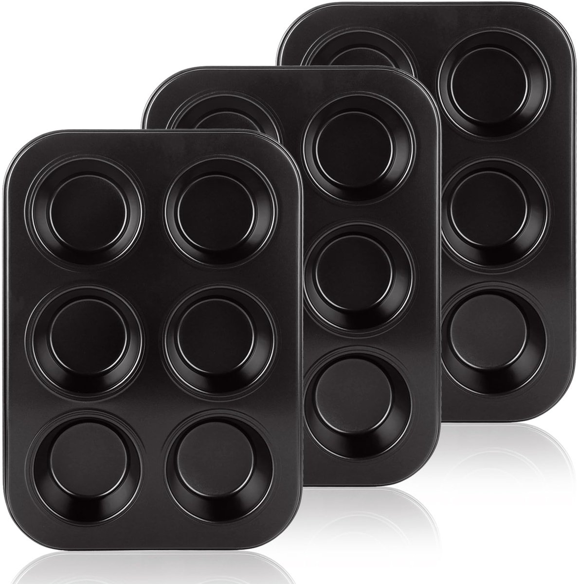 Ibenzoa® Drie Muffinplaten van 26,5 x 18,5 cm met Antiaanbaklaag – Perfect voor Muffins, Cupcakes en Brownies