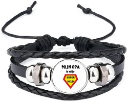 Akyol - mijn opa is mijn superheld armband zwart - Opa - super opa - verjaardag - cadeautje voor opa - opa artikelen - kado - geschenk