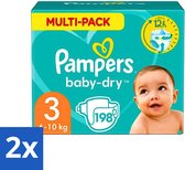 Pampers - Baby-Dry - Luiers - Maat 3 (6-10 kg) - 198 Luiers - Voordeelverpakking - 2 stuks