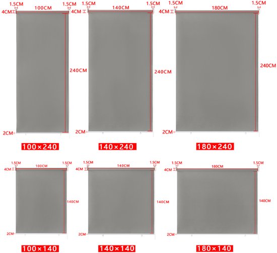 Store enrouleur d'extérieur Aufun, store vertical, rideau de balcon, brise-vue, Protection solaire, rideau occultant, Protection UV, protection contre le vent (180 x 240 cm, Grijs)