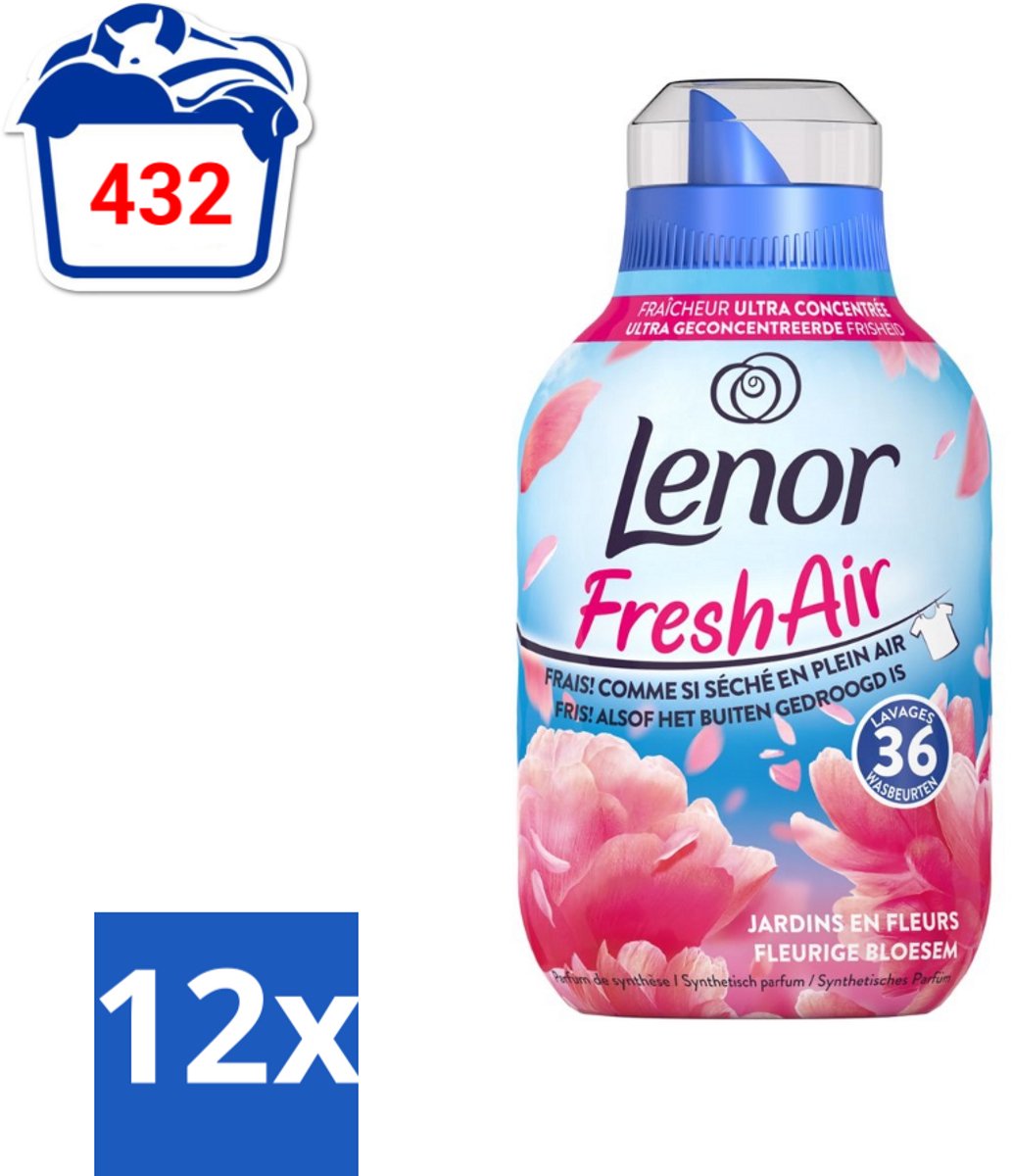 12 x Lenor - Wasverzachter - Fresh Air - Fleurige Bloesem - 36 Wasbeurten - Wasverzachter - Lenor - Frisheid - Bloesemgeur - Wasgoed