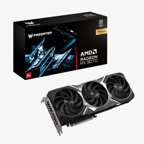 AMD Radeon RX 9070 OC 16GB GDDR6 PCIe 5.0 Videokaart 8K Ray Tracing AI Acer Predator BiFrost Koeling