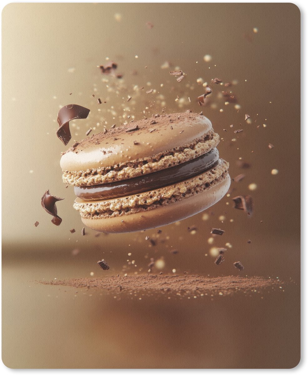 Muismat 19x23 cm - Mousepad Chocolade - Macarons - Eten - Snoep - Muismatten