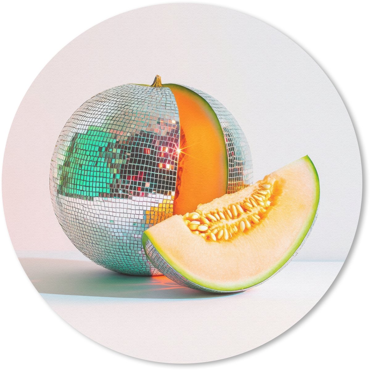 Muismat rond 40x40 cm - Mousepad Disco - Discobal - Meloen - Pastel - Ronde muismatten