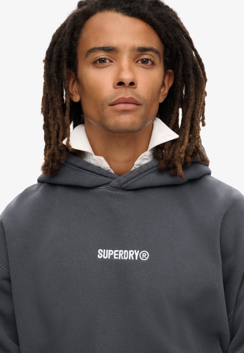 Superdry Hoodie met losse pasvorm en klein logo Heren Hoodies Ebony