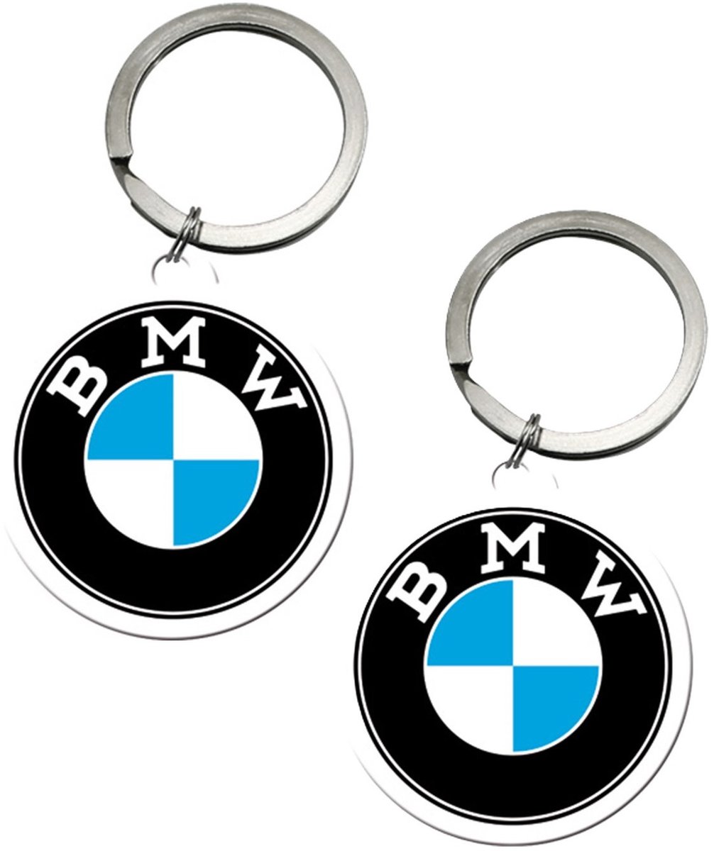 Sleutelhanger auto logo - 2x - BMW - 4,5 x 6 cm - staal/epoxy -