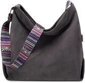ONCCI Uniseks schoudertas voor dames, tote bag, corduroy tas, grote schoudertas, shopper, handtas, casual, crossbody tas voor school, universiteit, kantoor, werk, reizen, uitstapjes, winkelen, zwart