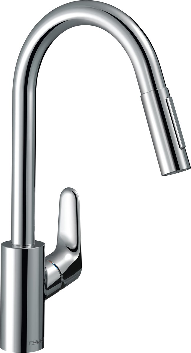 Hansgrohe Focus m41 Eengreeps keukenmengkraan - 240 - ecosmart - met uittrekbare vuistdouche - 2 straalsoorten - hoogglans chroom
