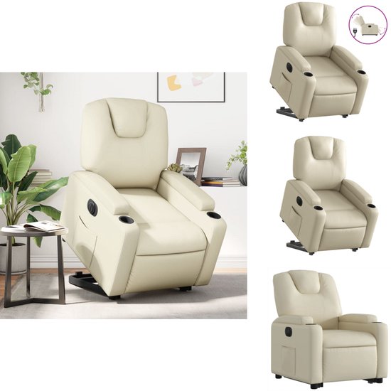 vidaXL Sta-op-massagestoel echt leer crèmekleurig - Sta-opstoel - Sta-opstoelen vidaXL Sta-op-massagestoel echt leer crèmekleurig - Sta-opstoel - Sta-opstoelen
