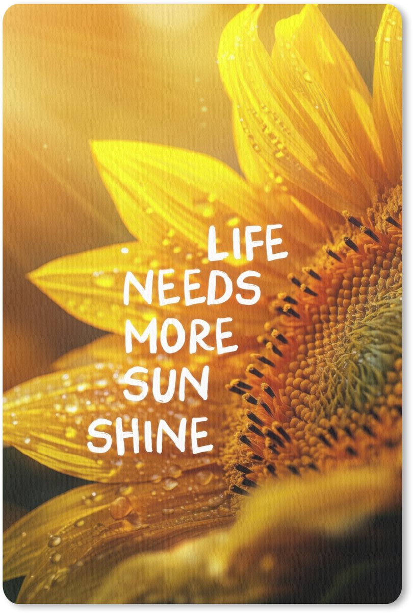 Muismat 18x27 cm - Mousepad Zonnebloem - Close up - Geel - Quote - Muismatten