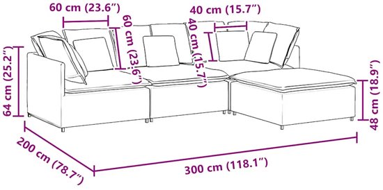 vidaXL - Canapé modulable avec repose-pieds et coussins - tissu - vert foncé