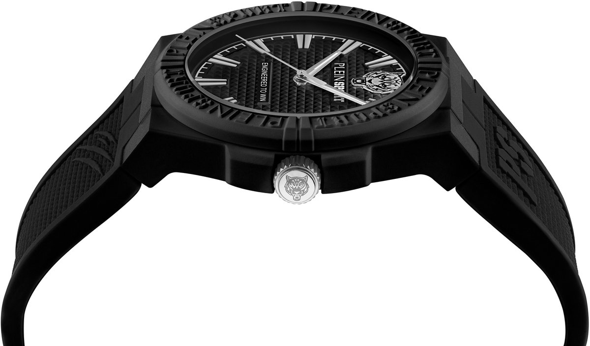 Plein Sport Laserstrike Quartz Analoog Horloge Zwart Kast: 100 % Roestvrij Staal | Band: 100 % Siliconen 42 PSFGA0125, PSFGA0225