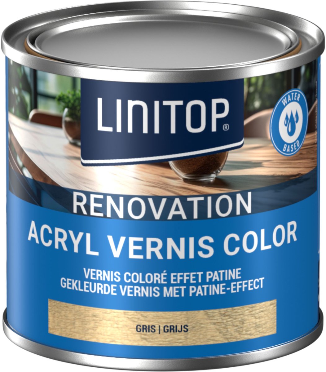 Linitop Acryl Vernis Color 250 ml Kleur 180 Grijs
