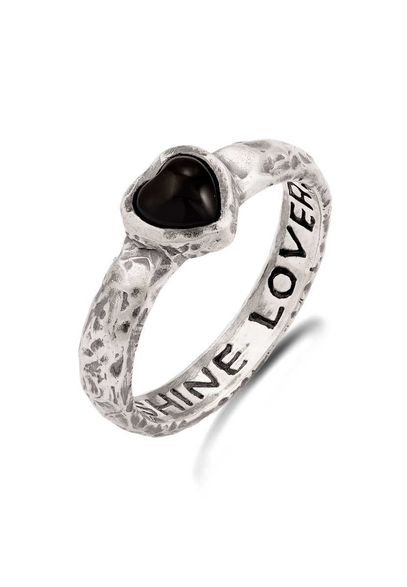 Haze & Glory - Ring - Herz Onyx Schwarz 925 Sterling Silber - Heren