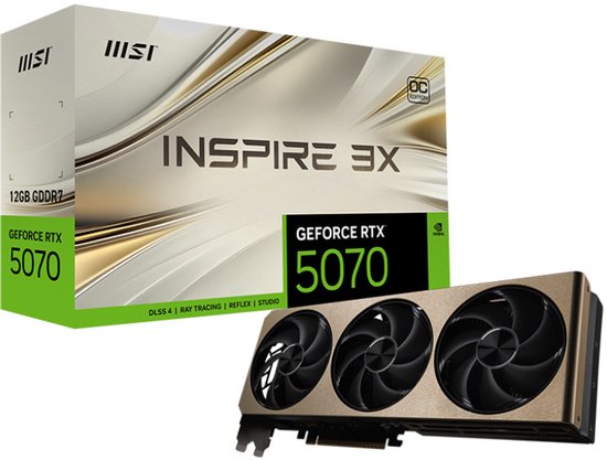 MSI GeForce RTX 5070 12G INSPIRE 3X OC - Videokaart - 12GB GDDR7 - PCIe 5.0 - 1x HDMI, 3x DisplayPort