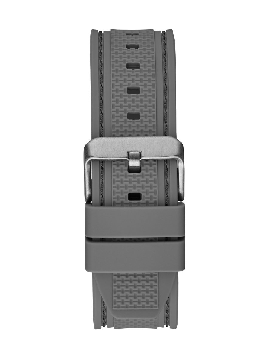 Guess Guess Multifunctioneel Analoog Horloge Grijze Kast: 100% Roestvrij Staal | Armband: 100% Siliconen 46 mm GW0640G1