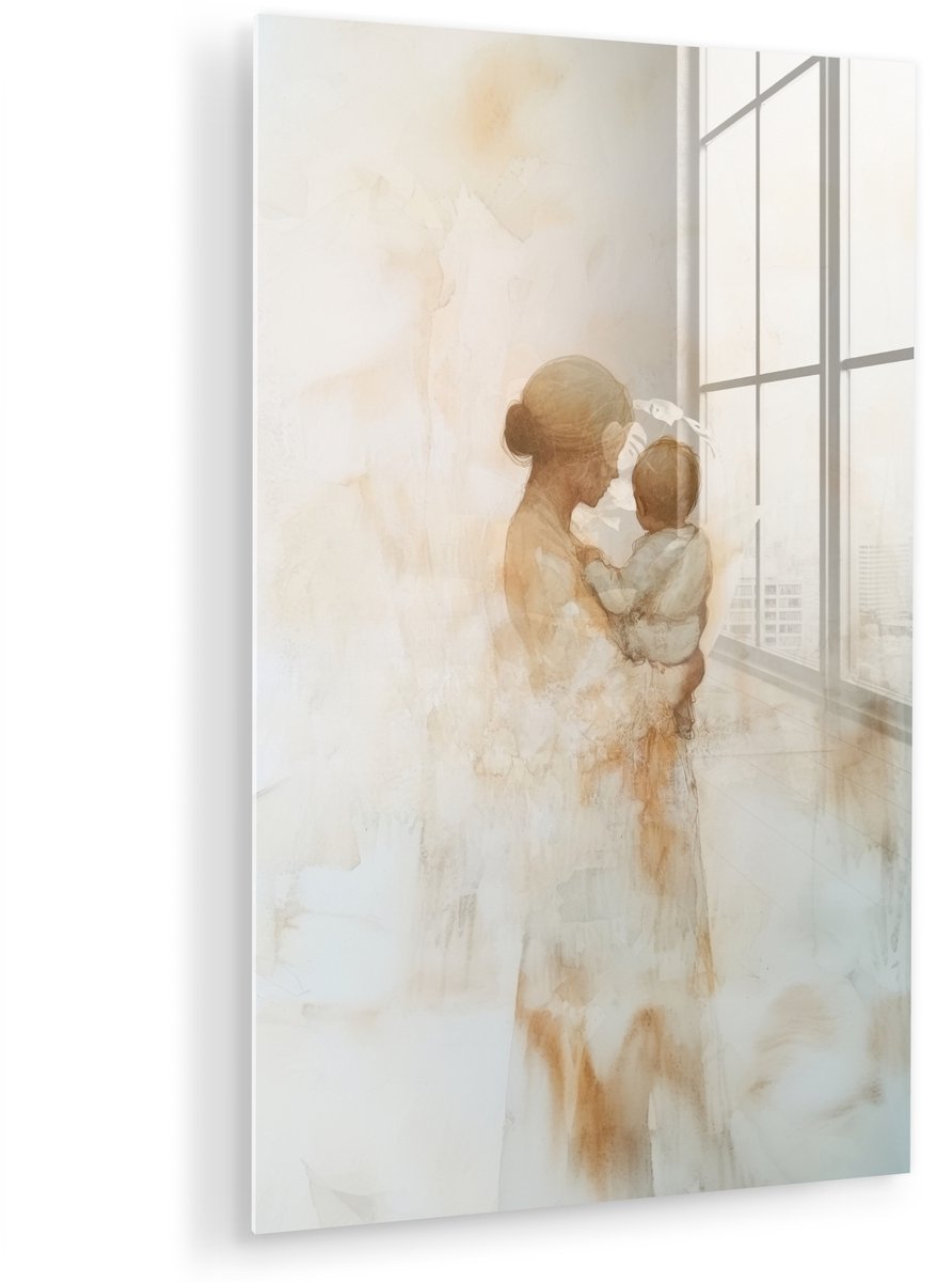 Kind - Moeder - Waterverfschilderij