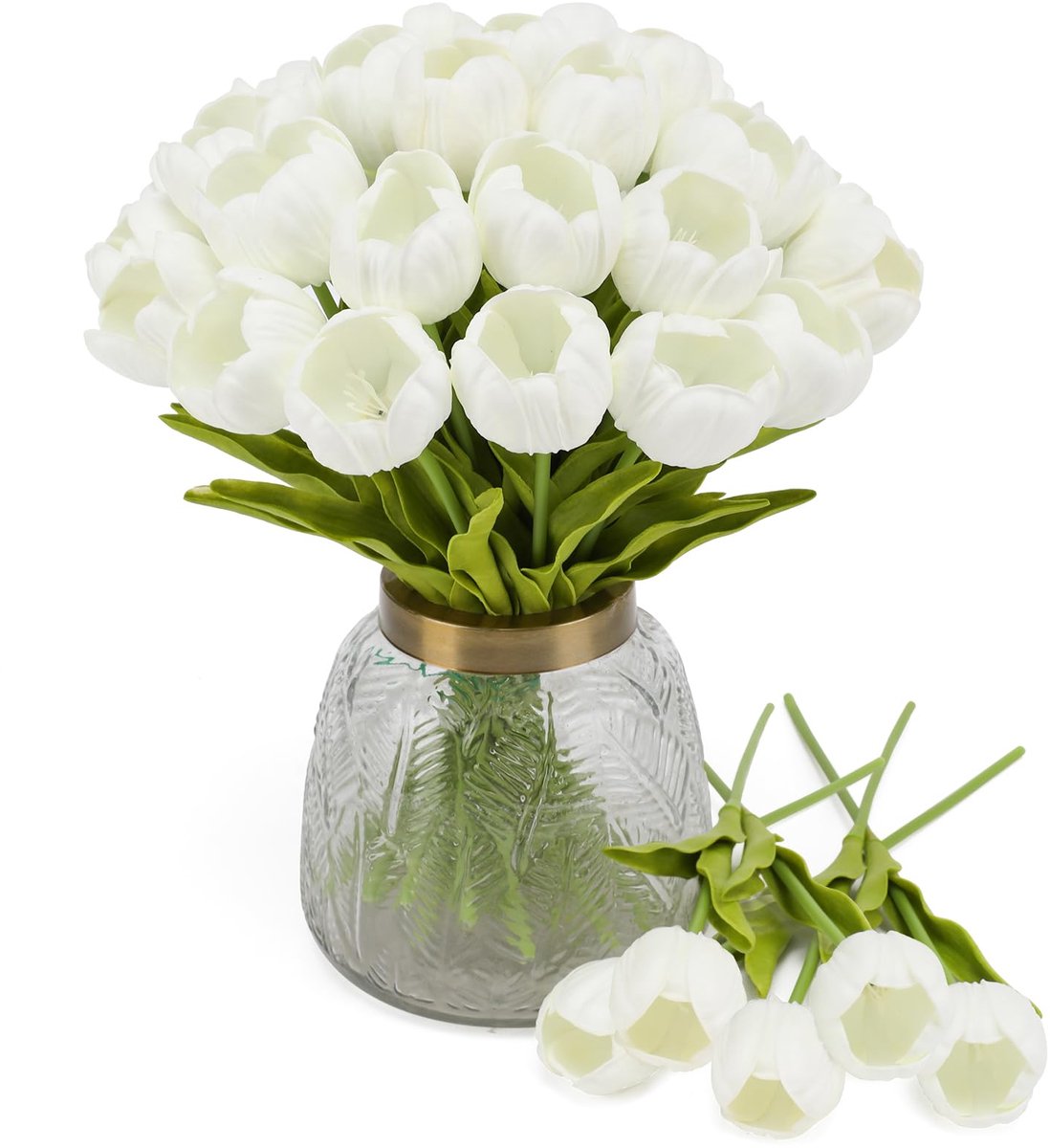 Unyqoos ® 15 Stuks Realistische Witte Kunsttulpen voor Bruiloften, Thuisdecoratie en Feest
