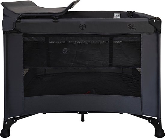 Novi Baby® Liv Air+ Dark Campingbed/box - Grijs/Zwart Mesh - Geschikt vanaf de geboorte - Compact inklapbaar campingbed