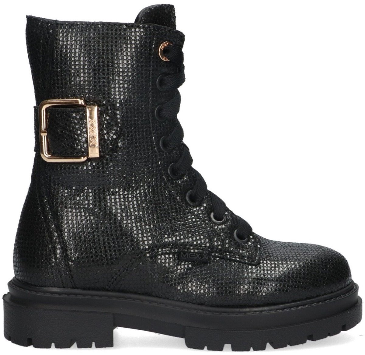 MEXX Kids XX824553-989 Meisjes Enkellaarsjes - Zwart - Leer - Veters