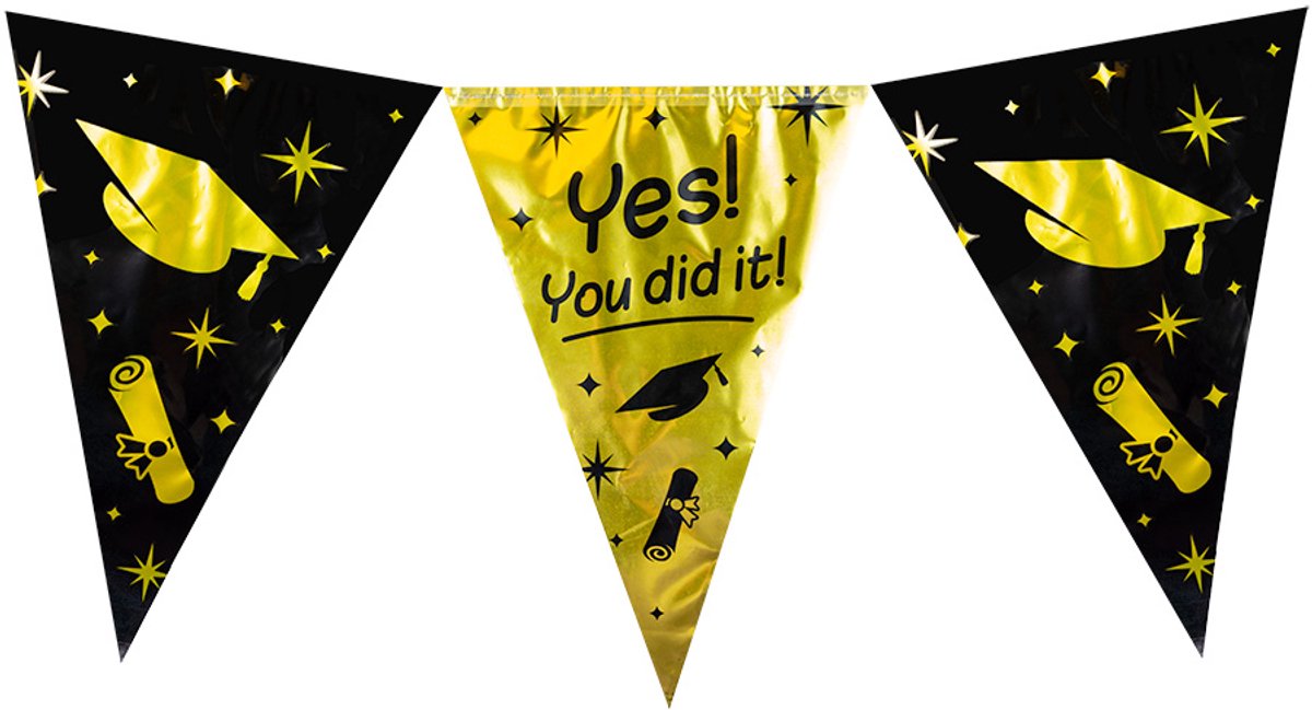 Vlaggenlijn | Set á 3 stuks | Dubbelzijdig | You did it!