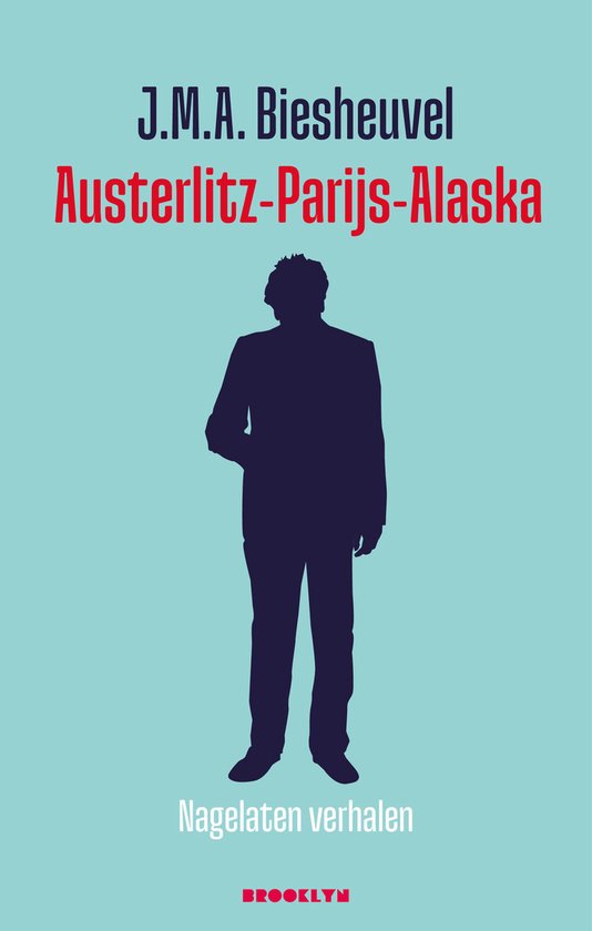 Boek "Austerlitz-Parijs-Alaska" van J.M.A. Biesheuvel met een silhouet van een man in pak.