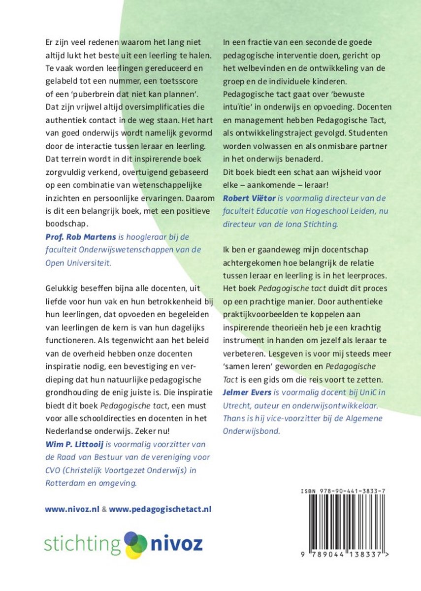 Pedagogische tact - back cover