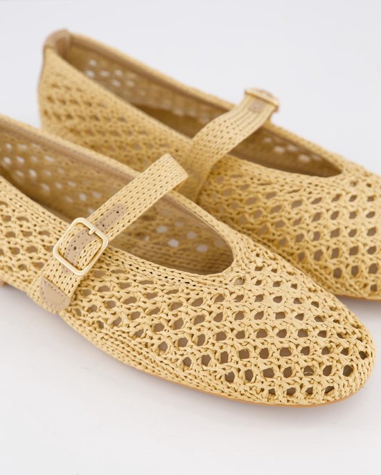Gibaldi - Dames Raffia Ballerina Beige - Maat 40