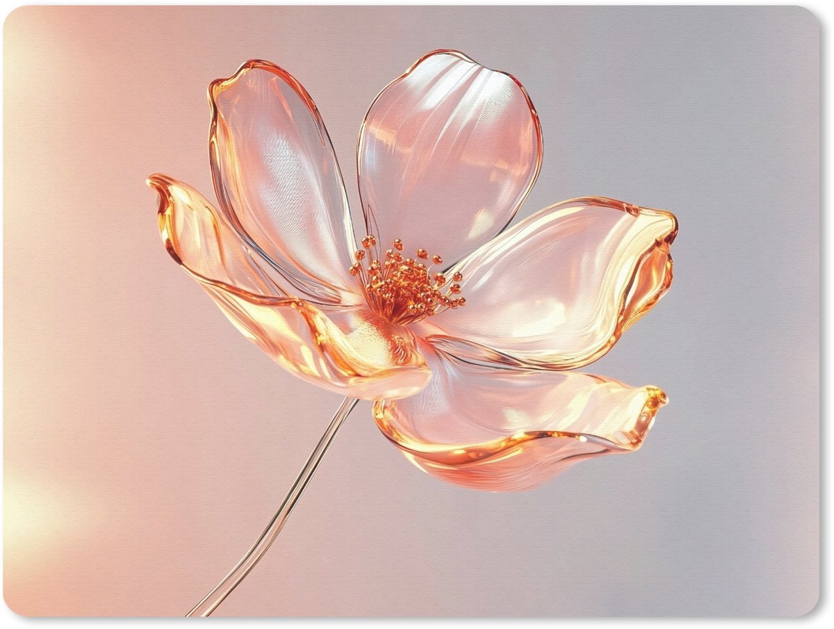 Muismat 23x19 cm - Mousepad Glazen - Bloem - Roze - Muismatten