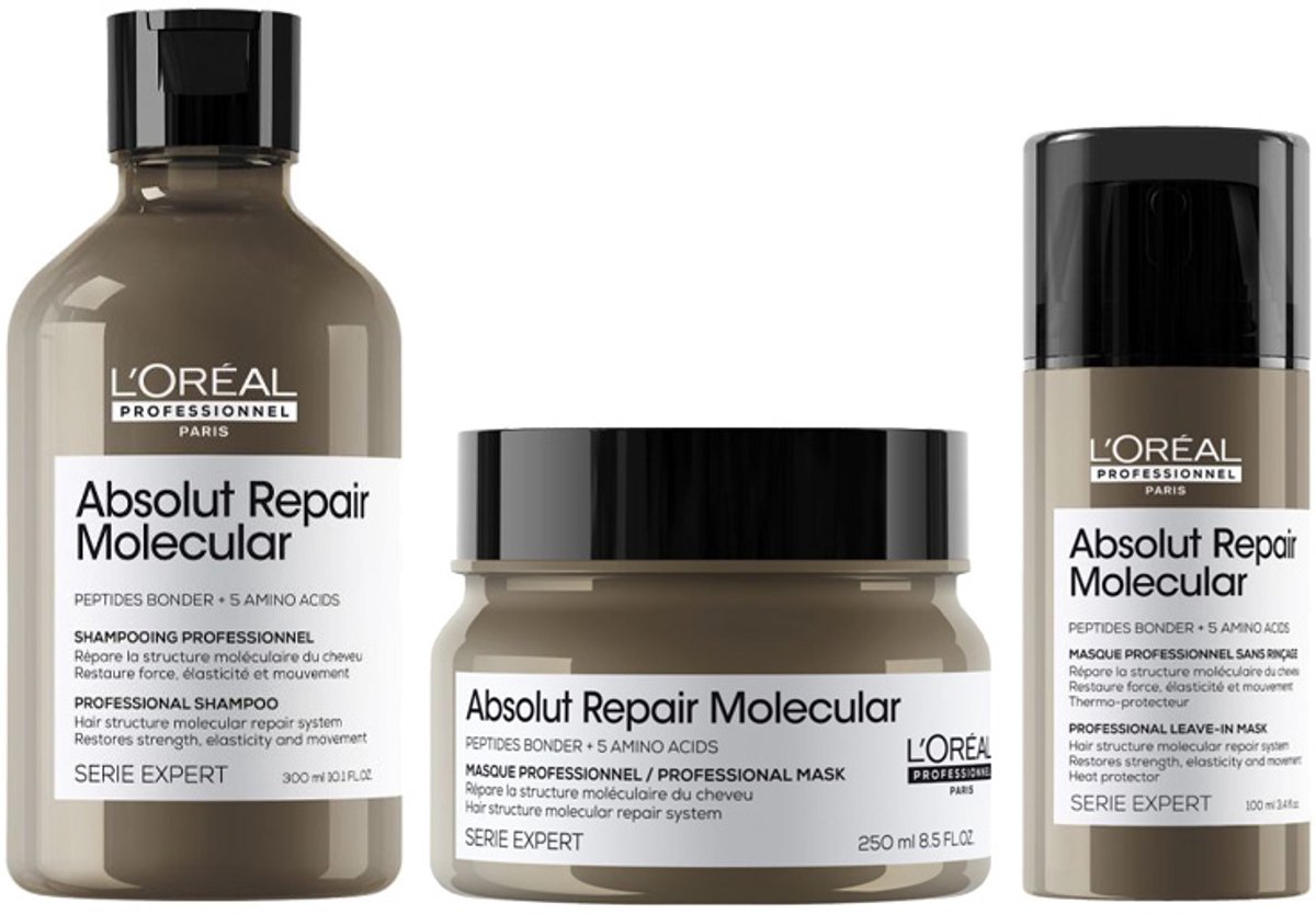 L'Oréal Professionnel Absolut Repair Molecular Shampoo 300ml + Mask 250ml + Leave-in 100ml
