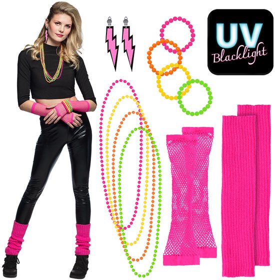 Boland - Set 80's Neon - Volwassenen - Unisex - Hippie - 80's & 90's - Disco