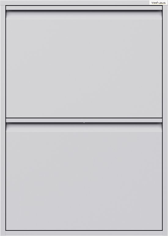 VEEHAUS® - Paplet - Praktisch Schoenenrek -Schoenenrek grijs - Schoenenrek met 2 Niveaus - Schoenenkast grijs - Schoenenrek metaal industrieel - Metaal - 50 x 70 x 15cm -Grijs