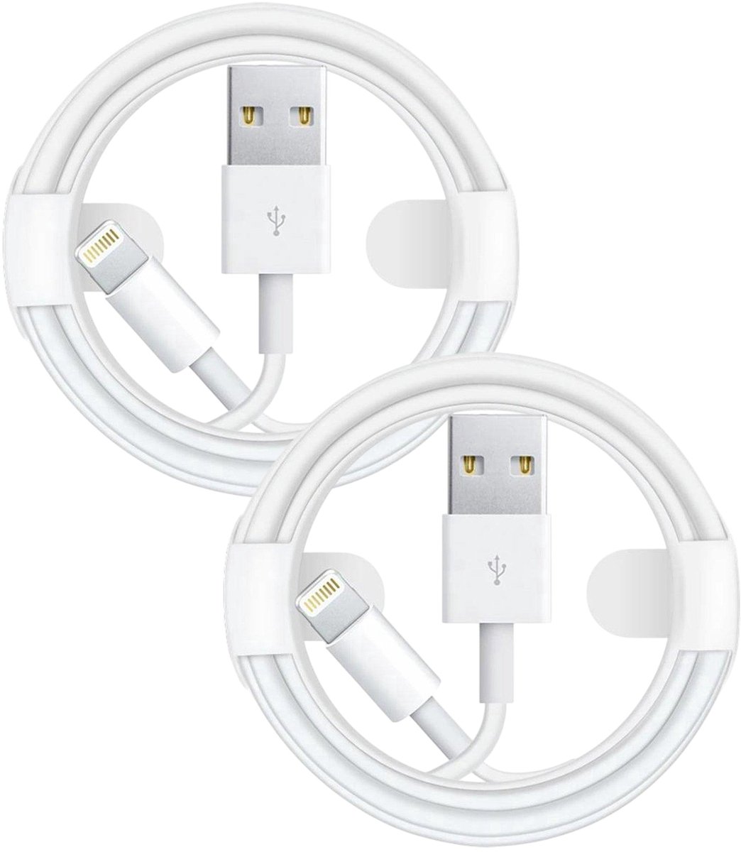 USB A naar Geschikt voor: USB Lightning Kabel - 1,5 Meter Oplaadkabel 2x - Wit