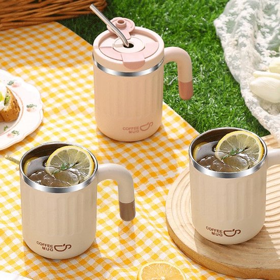 Reduce Coldee Kids Cup REDUCE Coldee Kinderbeker – Geïsoleerde Reismok Met Rietje, Lekvrij, Roestvrijstaal, BPA-vrij (14 Oz, Inclusief Handvat) Coldee