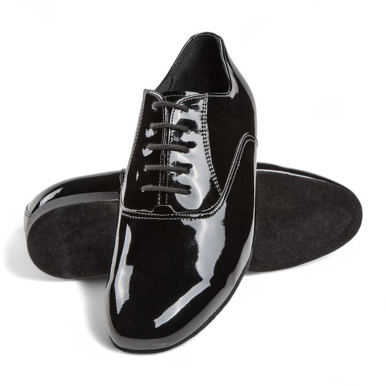 Foto: Diamant heren zwart lakleer dansschoenen 180 075 038 2cm hak ballroom dansschoenen met vetersluiting schokabsorberende hielkussen flexibele su de zool engelse wals tango weense wals slow foxtrot quickstep diamant zwart 44 5