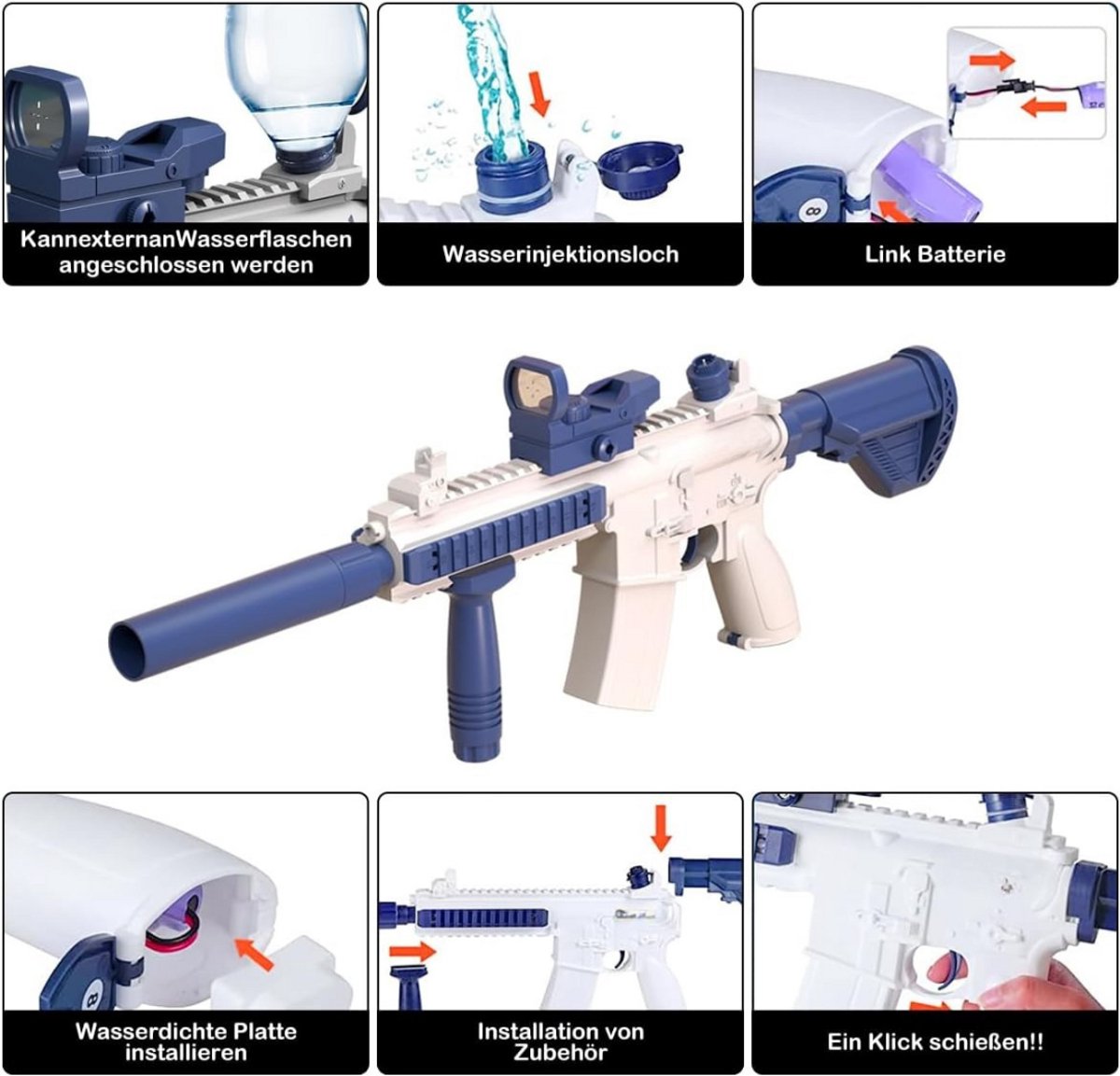 Waterpistool elektrisch - Automatisch waterpistool - Zomer speelgoed - Watergevecht - Super Soaker - Oplaadbaar waterpistool - Kinderplezier - Waterpret - Strand speelgoed - Tuinspeelgoed - Elektrisch speelgoed - Waterbattle - Outdoor fun - Vakanties — afbeelding 9