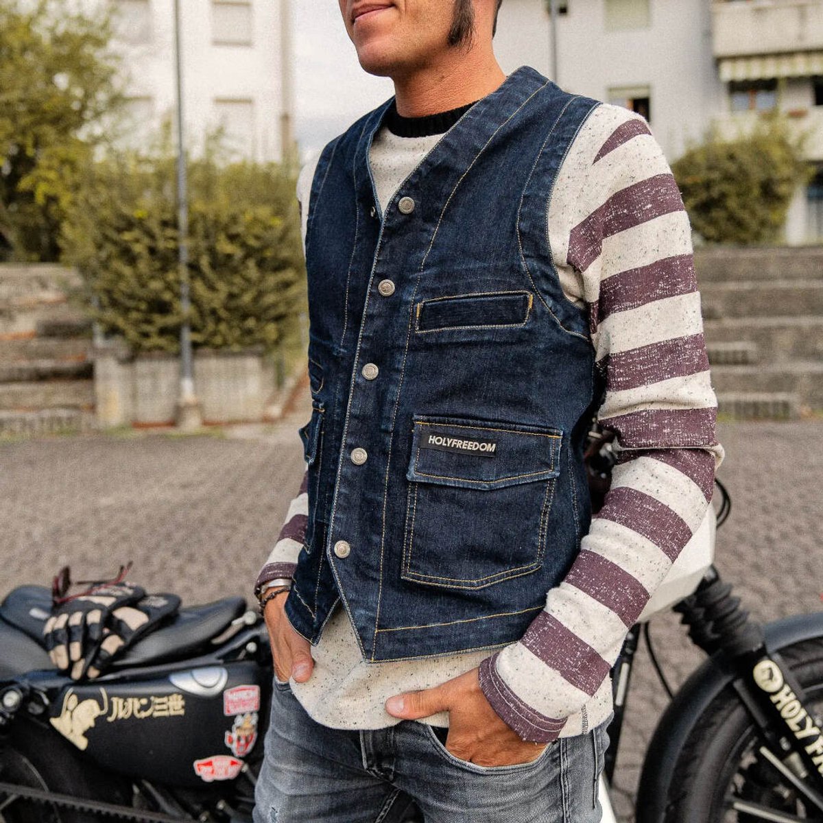 HolyFreedom Gilet Blauw Denim Vest - Jas