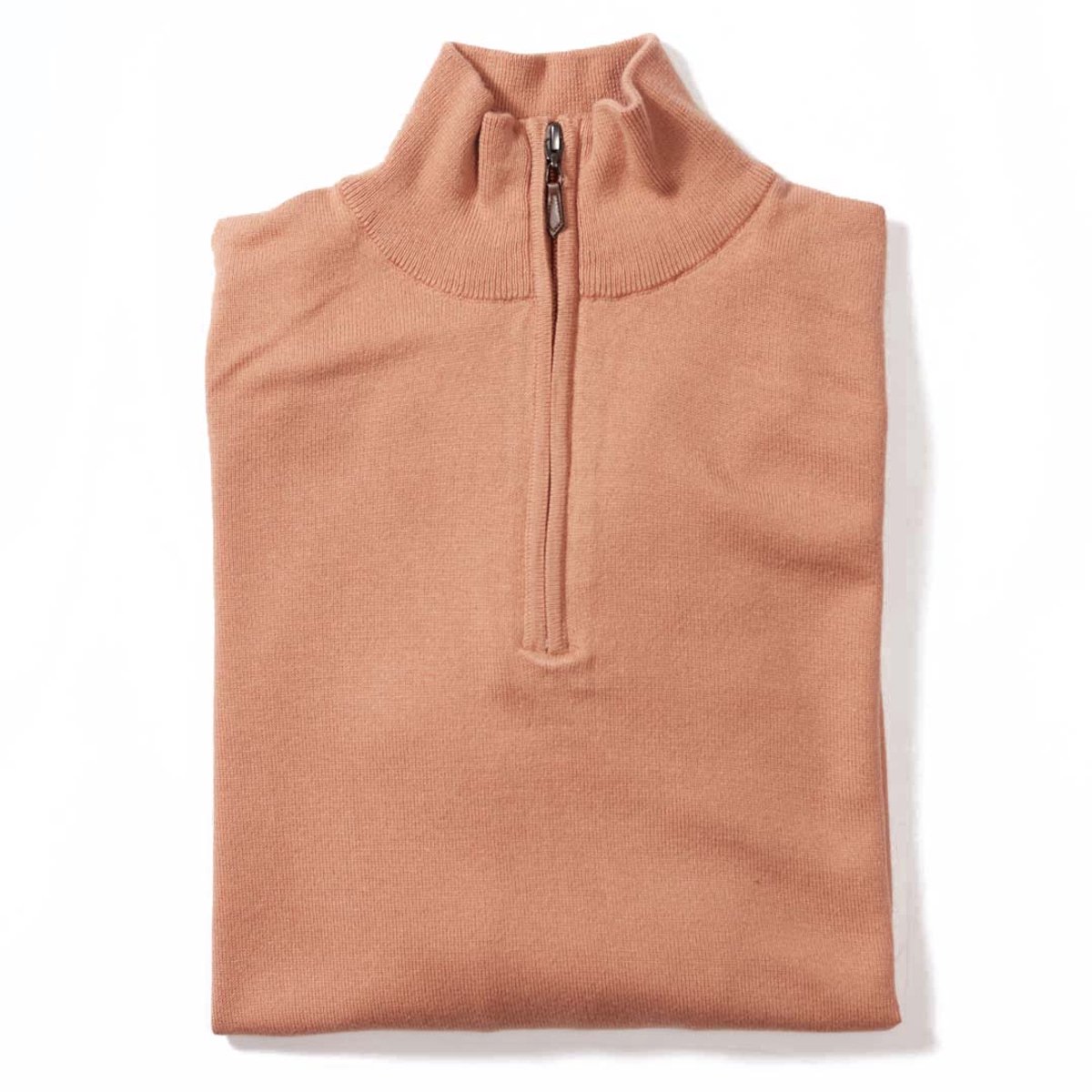 Osborne Knitwear Trui met halve rits - Katoen - Camel - XL