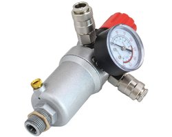 drukregelaar met filter en waterafschreider 1/2 duims - reduceerventiel 12 bar - luchtdrukregelaar - asta
