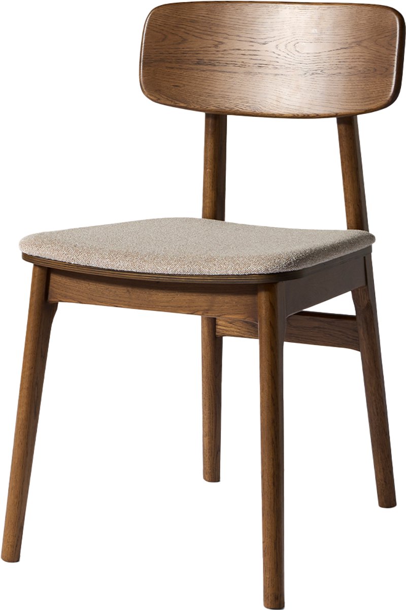 Olivine Nowi Houten Eetkamerstoel Gerookt Eiken - Lichtbruin Zitkussen - Eiken Hout- Design